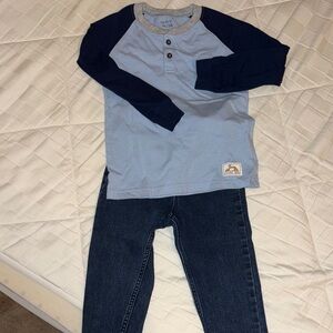 EUC—Toddler Blue and Navy Long Sleeve Shirt & Jeans